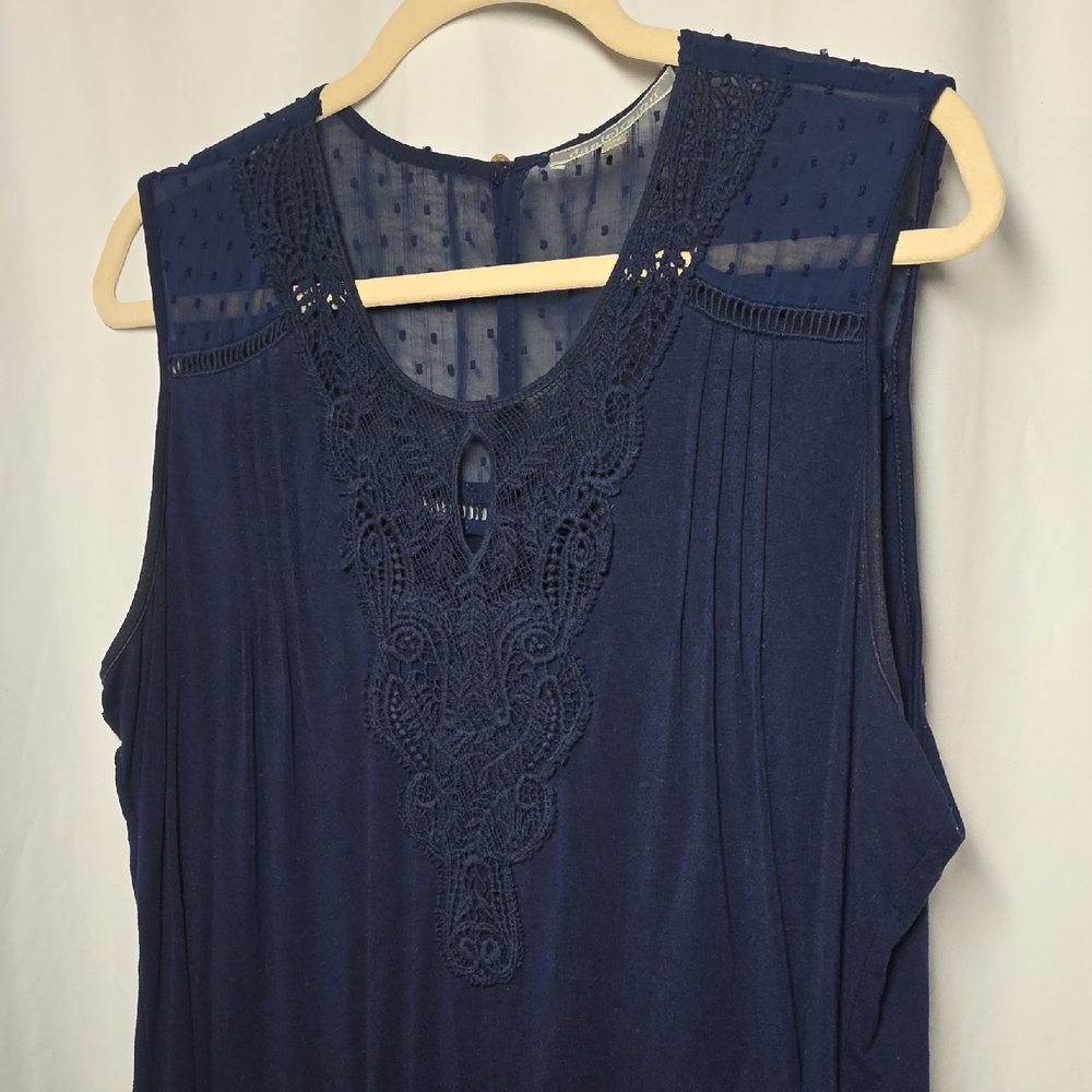 Daniel Rainn Navy Lace Detail Blouse